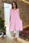 Made in Italy Perfect Pocketed T Shirt Dress Candy 